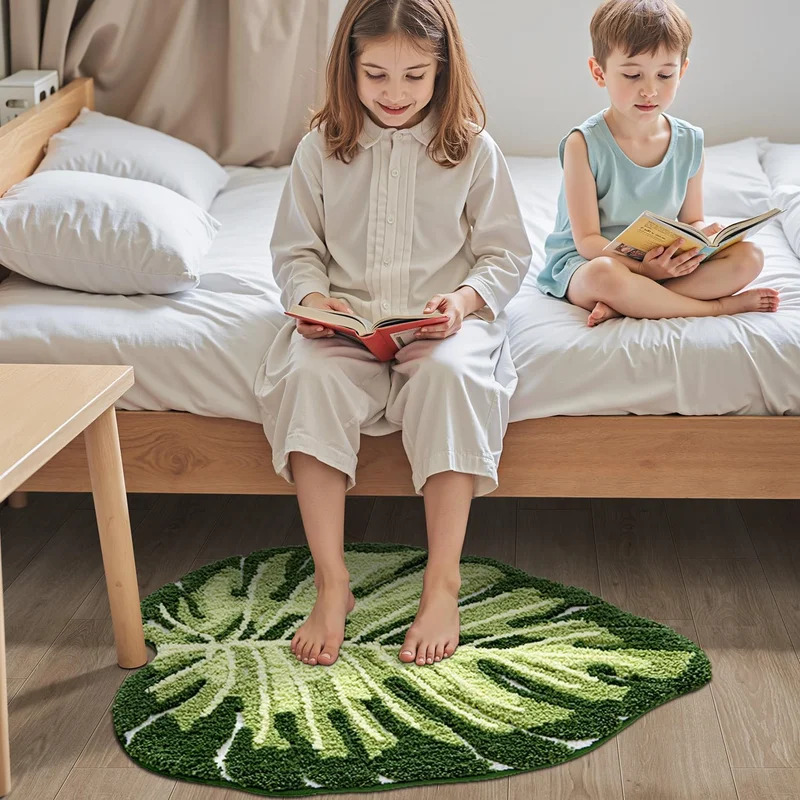 Zara Home Bathroom Mat - VIKAMA Non-Slip Bath Mat Green Leaf
