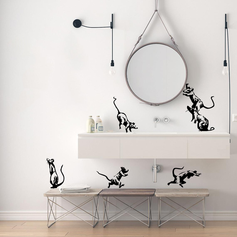 Home Bathroom Window - 5Pcs Banksy Toilet Rats Wall Sticker