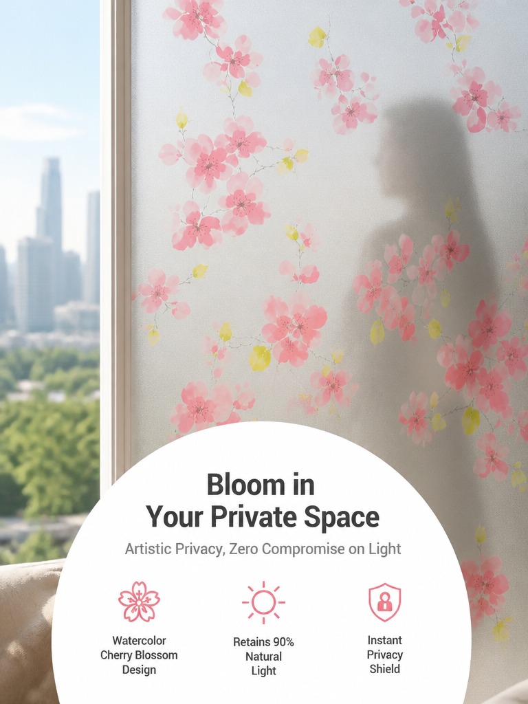 Home Bathroom Window - Frosted Privacy Window Film Translucent Light