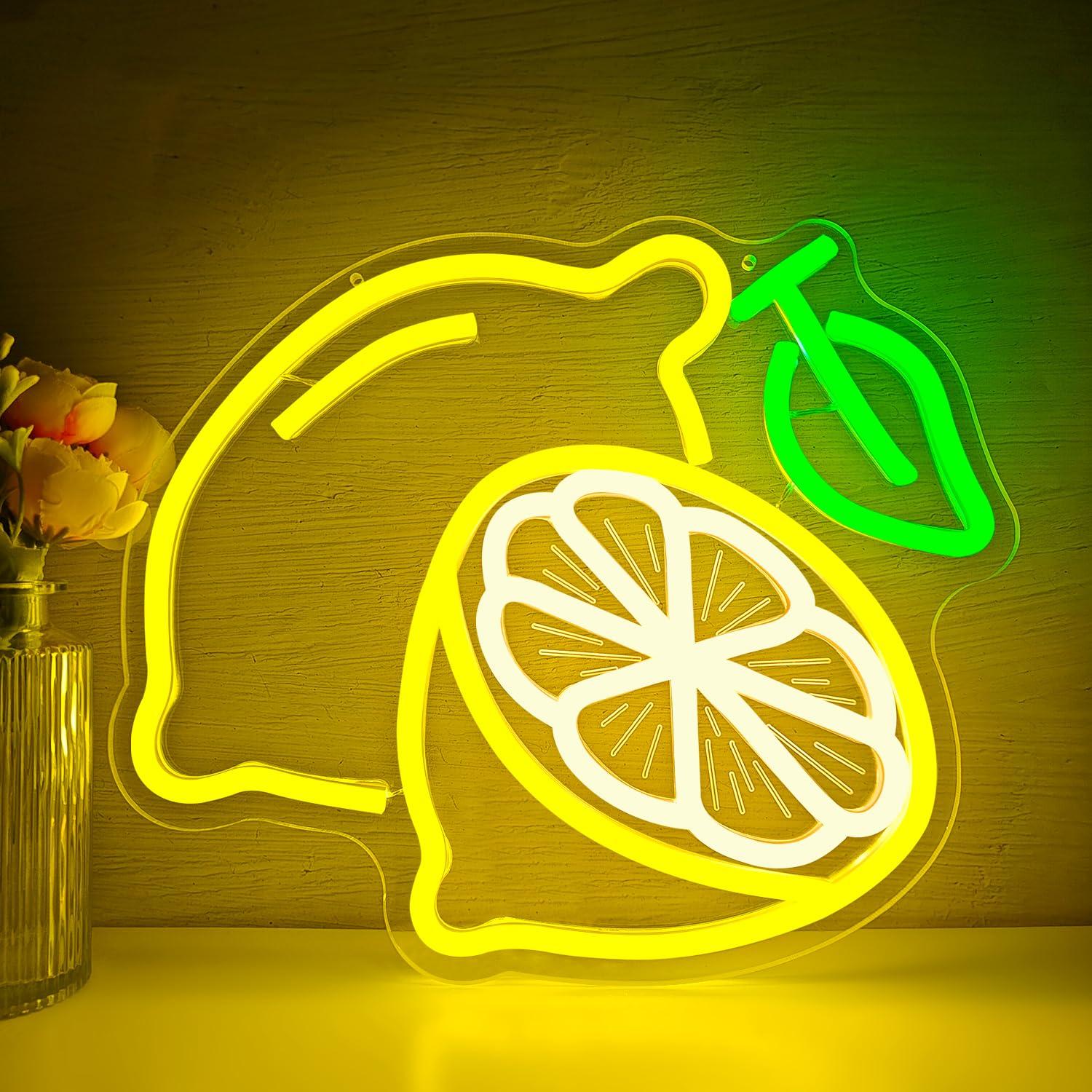 Home Bathroom Decor - Lemon Neon Sign Dimmable LED Light