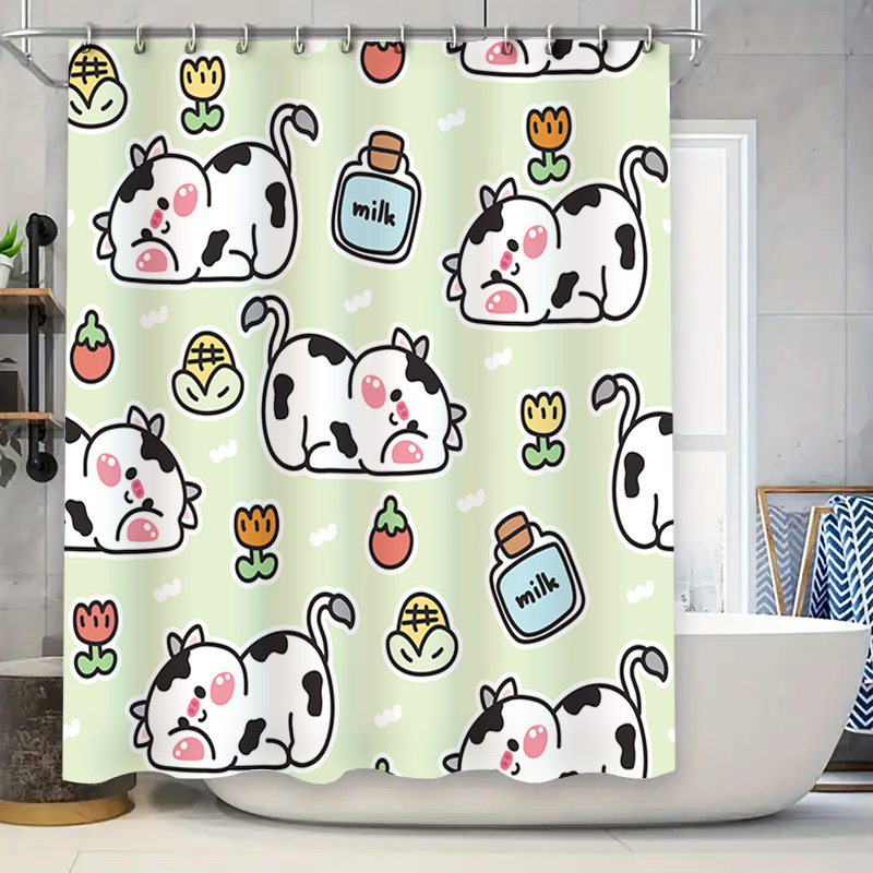 Adorable Home Bathroom Ideas - Adorable Cow Print Shower Curtain for