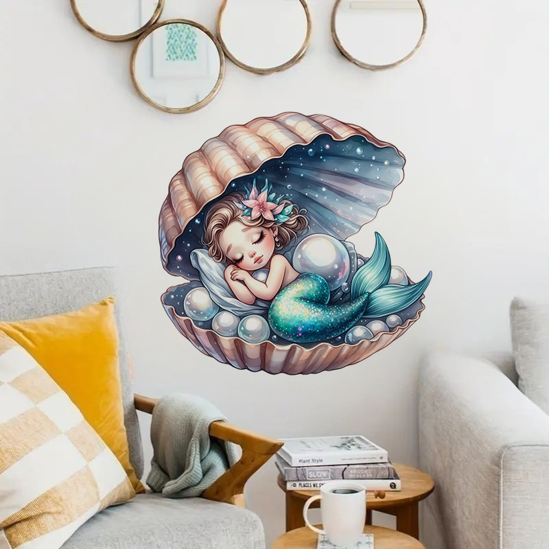 Home Bathroom Window - Pretty Mermaid Sticker, Water-proof Home Wall