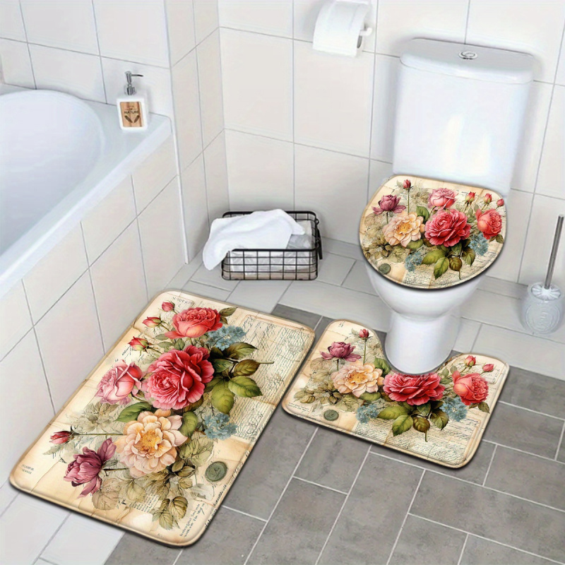 Zara Home Bathroom Mat - VIKAMA Vintage Floral Bath Mat Oil