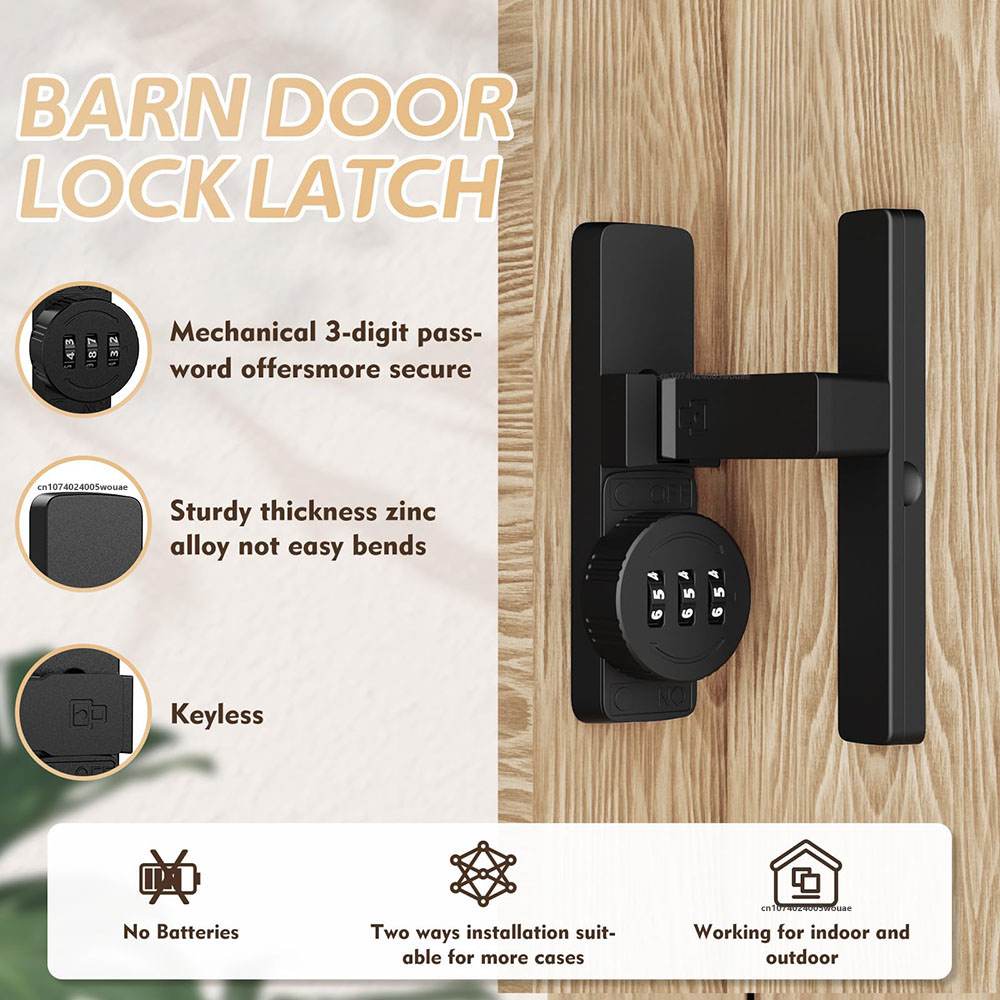 Security Barn Door Lock 3-Digi - Home Bathroom Lock recension och pris