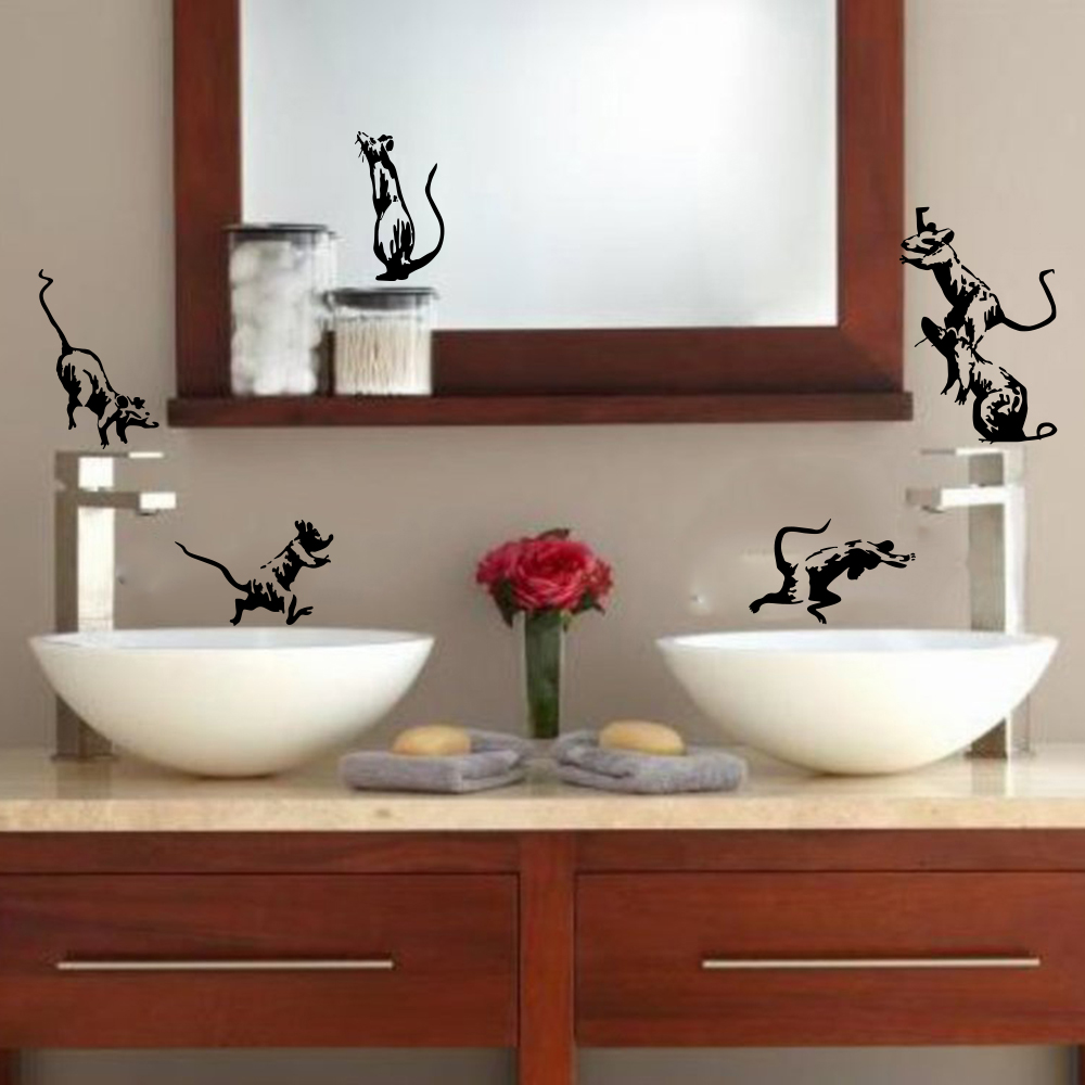 5Pcs Banksy Toilet Rats Wall S - Home Bathroom Window recension och pris